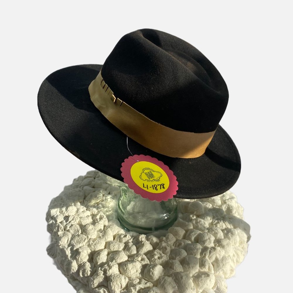 Black Wool Rustic Rancher with Leather Band - Picture 6 of 8